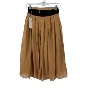 Lush Women's Long Shear Tan Skirt w/ Pockets